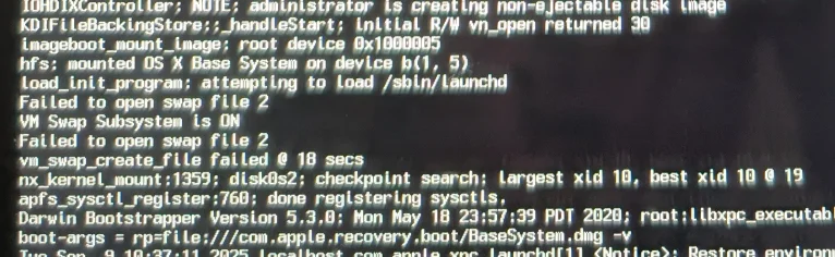 verbose output of the Apple boot process