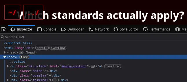 Firefox devtools showing the lang=en attribute on the html element